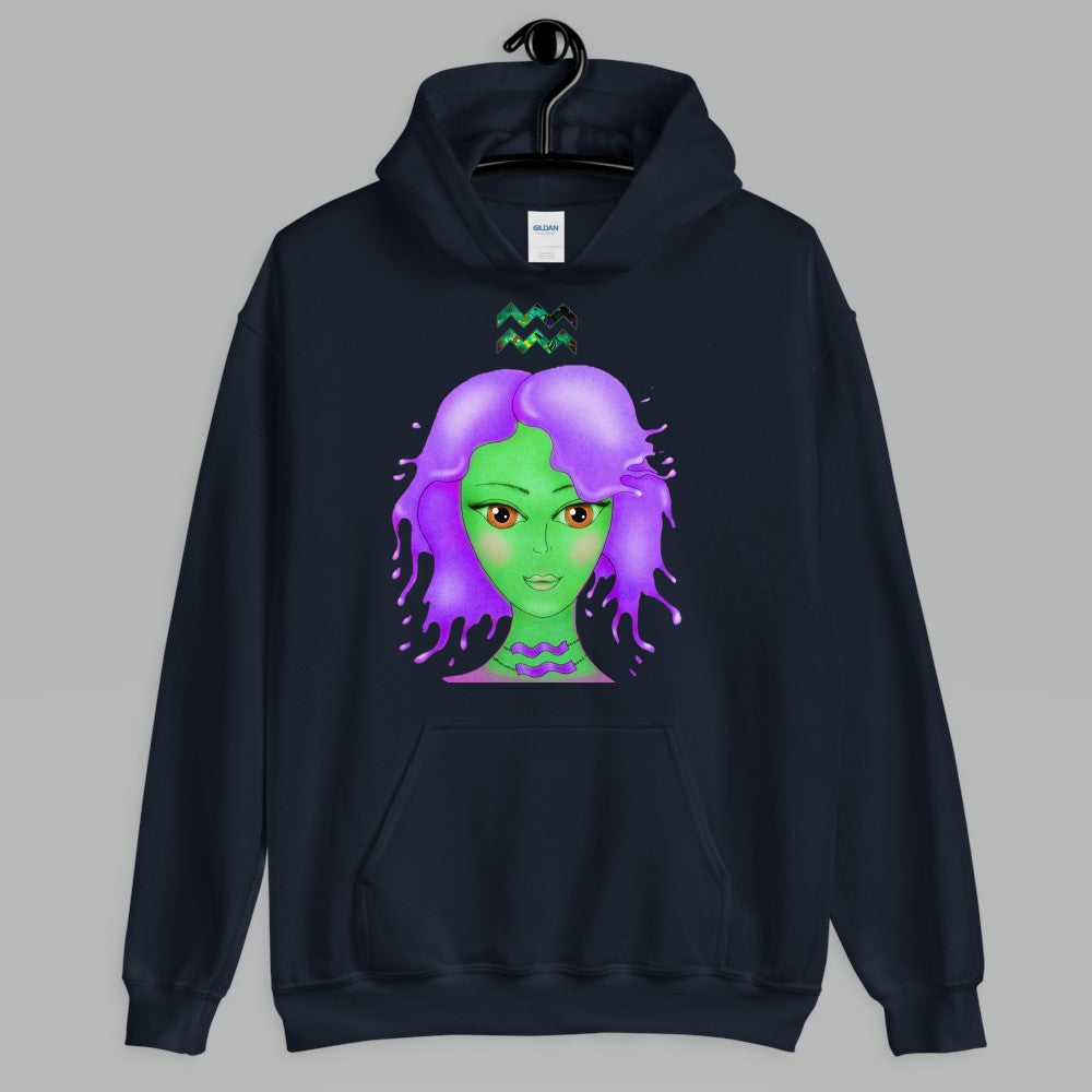 Athletic Casualwear Hoodie for Women- Aquarius Sun Sign. WickedYo.